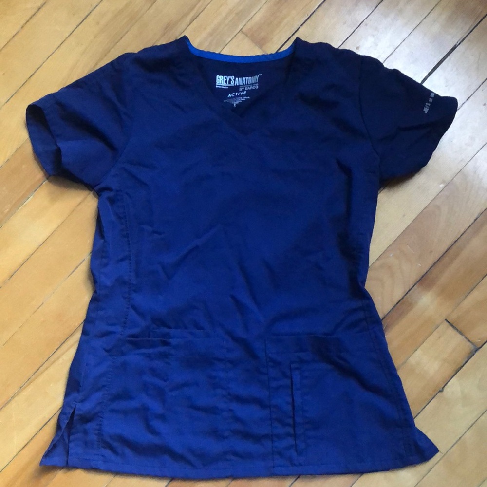 Greys Anatomy Navy Blue Scrub Top